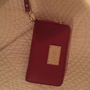 Red leather wristlet